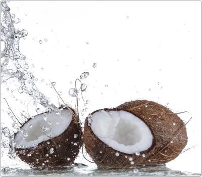 Produktbild von Spritzschutz Herdabdeckplatte Schneidebrett aus Glas Kokosnüsse mit Wassersplash 1-Teilig (60x52cm)