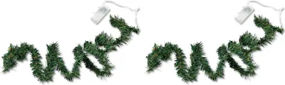 Produktbild von 20 LED Lichterkette Tannen-Girlande grün 200cm 2 Stück batteriebetrieben Timer Lichtergirlande Deko Leuchtdraht Winter Weihnachten