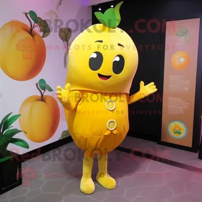 Immagine prodotto di Personaggio del costume della mascotte REDBROKOLY della prugna gialla vestito con un pagliaccetto e cavigliere