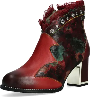 Produktbild von Laura Vita Damen Stiefelette Leder mit Blumenmuster und Nieten Kacio 02, Größe:38 EU, Farbe:Mehrfarbig
