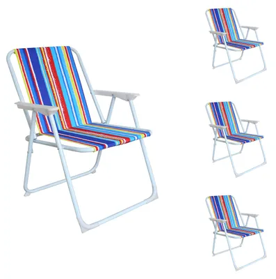 Produktbild von 4er Campingstuhl Outdoor Klappstuhl Gartenstuhl Regenbogen gestreift