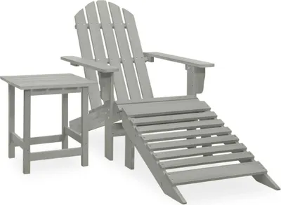 Obrázok produktu pre The Living Store Záhradná stolička Adirondack s podnožkou a stolíkom z jedľového dreva sivá