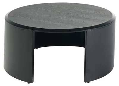 Produktbild von Miliboo - Runder Design-Couchtisch aus schwarzem Holz D80 cm ZAHRA