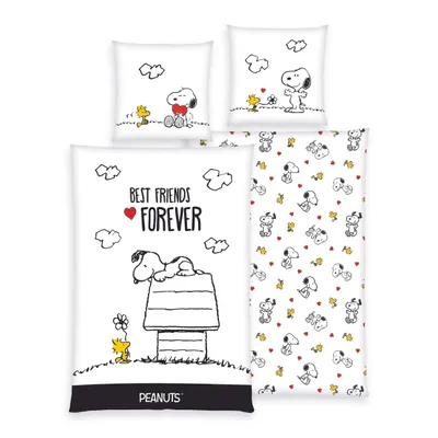 Produktbild von Peanuts Bettwäsche Best Friends Forever Snoopy Woodstock 100 % Baumwolle 135 x 200 cm 80 x 80 cm Reißverschluss