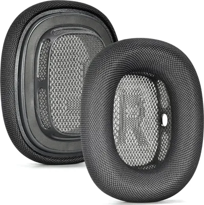 A close-up view of two ear pads for headphones.