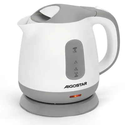 Wasserkocher 1 L, 1100 W, BPA-frei, 360°-Basis, Grau/Weiß