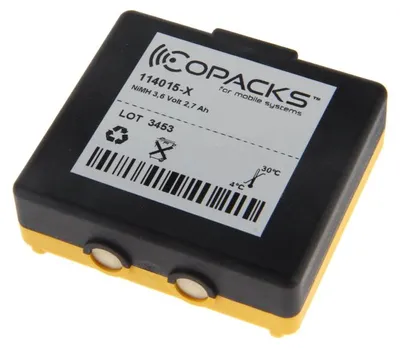 Obrázek produktu pro Baterie NiMH od CoPacks, kompatibilní s modely Hetronic/Abitron typu MINI 68300900, 68300940, 68300600 – 3,6 V, 2700 mAh, rozměry 54x59x21,5 mm