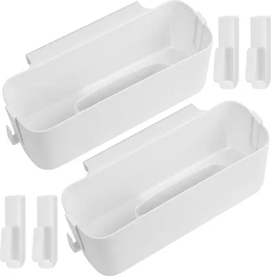 Produktbild von 2 Stück Bett-Organizer mit Haken, hängender Bett-Organizer, Aufbewahrungskorb, Nachttisch, Bettgestell, Betttasche, Hängebox für Bücher, Zeitschriften, Schlafsaal, Büro, Zuhause
