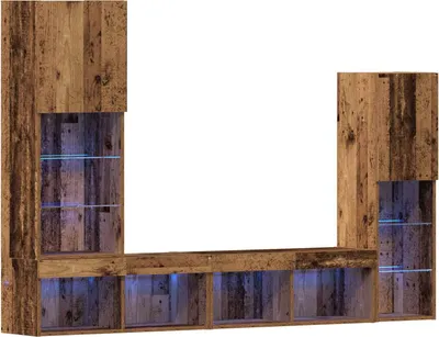 Immagine prodotto di vidaXL mobile TV con strisce luminose a LED 4 pezzi in legno di recupero materiale a base di legno