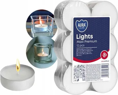 Zdjęcie produktu dla AURA Świece Maxi Premium 8h 12 sztuk pf35-12s
