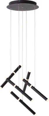 Produktbild von BRILLIANT schwarze LED Pendelleuchte LAGANO | 5 flammige Hängelampe | dimmbar mit 3-Stufen-Dimmer | 26W 3600lm 3000K | Metall/Kunststoff