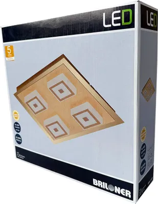 Produktbild von Briloner LED Deckenleuchte Gold eckig 28x28cm 4 x 5W 1600lm warmweiß 3000K