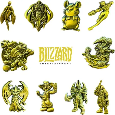Produktbild von Blizzard Series 8 Pin Gold Set – Offizielles 10 tlg. Sammler Set mit Emaille Pins zu Overwatch, WoW, StarCraft & Diablo – Limited BlizzCon Kollektion
