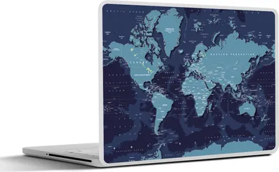 Produktbild von MuchoWow® Laptop Aufkleber Sticker Cover Weltkarte - Abstrakt - Blau 30x22 cm - Laptop-Sticker
