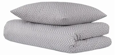 Produktbild von uncover by SCHIESSER Bettwäscheset Grebur | Renforcé | 2-teilig | 100% Baumwolle | Zickzack-Design | Weich und glatt | Verdeckter YKK-Reißverschluss | 155x220 cm | Hellgrau