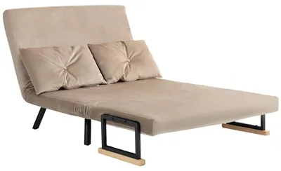 Image de Canapé-lit HOMCOM avec fonction lit et dossier réglable, marron clair