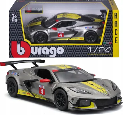 Zdjęcie produktu dla BBURAGO Chevrolet Corvette C8R, Model super pojazdu, Wstępnie zmontowany, 1:24, Chevrolet Corvette C8R #4, Każda płeć, Metal, Plastik