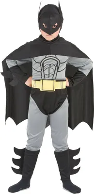 Produktbild von Superhelden Kostüm Fledermaus für Kinder schwarz-grau M 7-9 Jahre (120-130 cm)