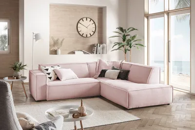 Produktbild von KAWOLA Sofa SAMU Ecksofa Cord rosa Recamiere rechts