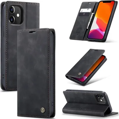 Produktbild von Caseme 013 iPhone 12 Hülle Klapphülle Geldbörse - Schwarz