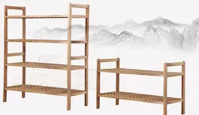 Obrázek produktu pro 2x regál na boty, 2 vrstvy, stohovatelný, mřížkový design, ořechové dřevo