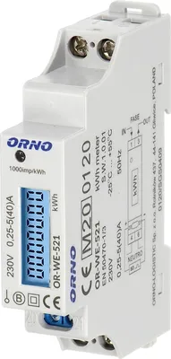 Produktbild von Orno WE-521 LCD Digitaler Wechselstromzähler 1-Phasen-Anzeige des Stromverbrauchs mit MID Zertifikat und Impulsausgang