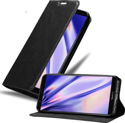 Image de Cadorabo Housse pour Huawei P SMART 2018 / Enjoy 7S Housse de protection en noir Housse pour portable Etui Case Cover Fermeture magnétique