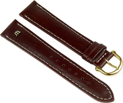Produktbild von Maurice Lacroix XL ► Uhrenarmband aus Leder in braun mit Emblem 19903, Stegbreite:18mm, Schließe:Gelbgolden