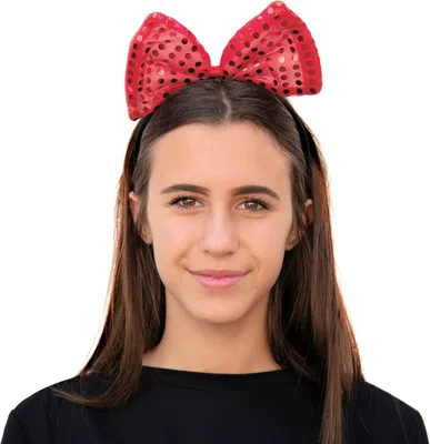 Produktbild von Oblique Unique Haarreif Haarreifen große Schleife mit Pailletten für Fasching Karneval Party Damen Frauen - rot