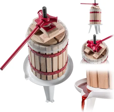 Produktbild von KADAX Obstpresse 2 Liter, Weinpresse, Manuelle Saftpresse mit Handkurbel, Obstmühle, Fruchtpresse, Entsafter für Weintrauben, Maischepresse, Traubenmühle