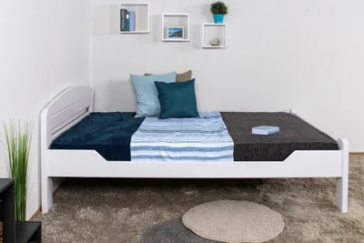 Produktbild von Jugendbett "Easy Premium Line" K5, 140 x 200 cm Buche Vollholz massiv weiß lackiert