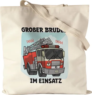 Produktbild von Großer Bruder Stoffbeutel Jutebeutel Canvas Feuerwehrmann Feuerwehr Beschützer Retter Geschwister Liebe Familie Geborgenheit