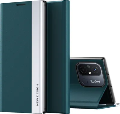 Image de Redmi 12C Housse, cuirPolyuréthanemagnétique rabat Stand Housse de protection pour Xiaomi Redmi 12C vert