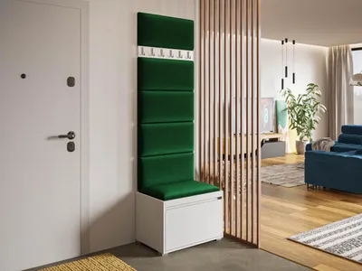 Obrázok produktu pre Predsieňová stena s nástennými čalúnenými panelmi CLENZE 5 - biela / zelená