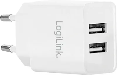Produktbild von LogiLink USB Steckdosenadapter 2 x USB Port 10,5 W weiß