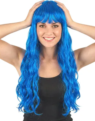 Obrázok produktu pre Dlhá vlnitá modrá parochňa so strapcami pre ženy