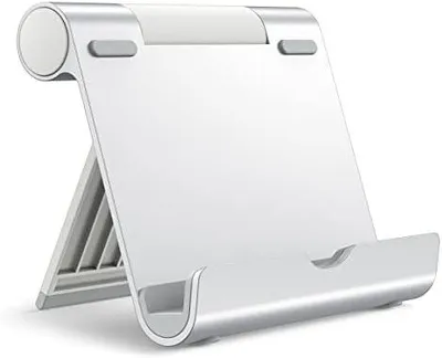 Produktbild von Tablet-Halterung, verstellbare tragbare Dock-Halterung, klappbare Tischhalterung für iPad/iPad Pro/Air/Mini, Galaxy Tab A8/A7 Lite/A7/S8/S7, Tablets/Smartphones (4–11"), Silber