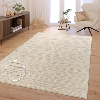 Produktbild von TT Home Wohnzimmer Teppich Schlafzimmer Hochflor Boho Optik Skandinavisches Muster Unifarben 3D Effekt Flauschig Weich Größe 160x220 cm
