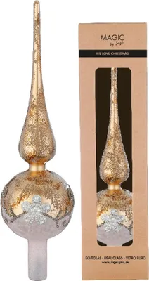 Produktbild von Christbaumspitze Glas mit Ornament 31cm gold - Lovely Magnolia