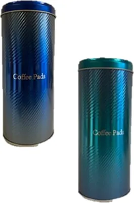 Produktbild von 2 x runde Kaffeepaddose/Vorratsdose, luftdicht aus Metall“