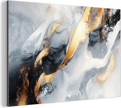 Produktbild von MuchoWow Wanddekoration Metall Metallbild Wandkunst 60x40 cm Abstrakt - Gold - Farbe - Ästhetik - Kunst MuchoWow Aluminium Gemälde - Gemälder