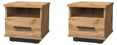 Produktbild von 2er-Set Nachtkonsole Nachtschrank Lamia 37x35x36cm Eiche Wotan schwarz