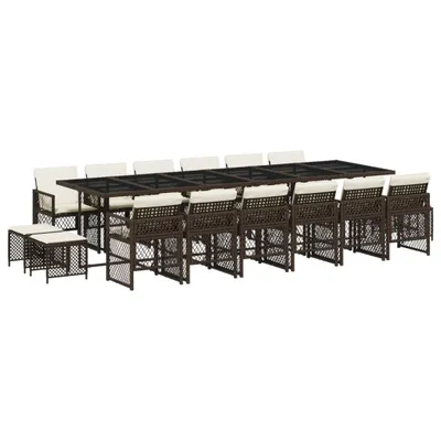 Produktbild von "2026 Aktion" 17-tlg. Garten-Essgruppe - elegantes Design - Sitzgruppe/Gartenmöbel-Set - mit Kissen Braun Poly Rattan - Terassenmöbel NeuMöbel886522