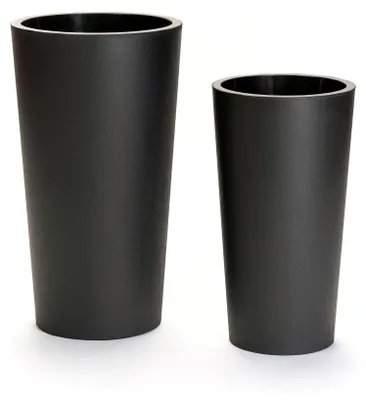 Produktbild von Tuit Raw Blumentopf mit Einsatztopf in 2 Größen: 33 cm Ø x 61 cm hoch oder 40 cm Ø x 73 cm hoch aus Kunststoff 6 Farben zur Wahl Drinnen- und Draußen (Anthrazit, 61 cm)