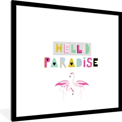 Produktbild von MuchoWow® Gerahmtes Poster Flamingo - Sommer - Rosa 40x40 cm - Poster mit Schwarzem Bilderrahmen Wandposter Rahmen Foto Bilder - Poster - Plakat im Rahmen