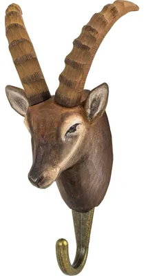 Produktbild von Wildlife Garden Decohook Wandhaken Alpensteinbock (handgeschnitzt)