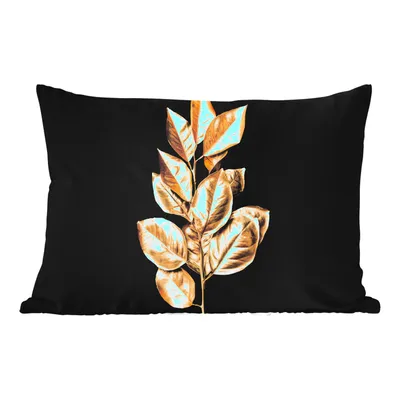 Obrázek produktu pro MuchoWow® Vnější polštář - Rostlina - listy - zlatá - černá - -60x40 cm- Odolnost proti povětrnostním vlivům - polštář do obývacího pokoje