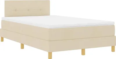 Obrázok produktu pre vidaXL LED boxspringová posteľ s LED svetelnými lištami, krémová, 120 x 190 cm, látka