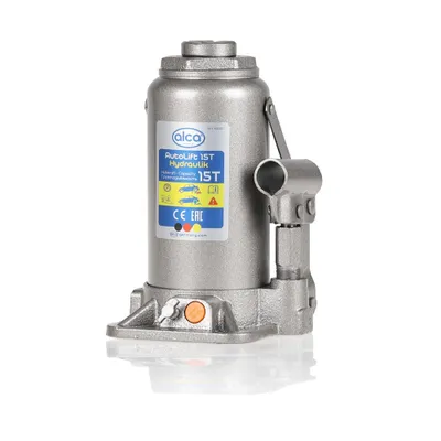 Obrázok produktu pre alca® hydraulický automobilový zdvihák 15 t I, obzvlášť robustný, certifikát & GS, dvojitý piest, výsuvná skrutka, výška zdvihu 225-425 mm, z ocele, strieborno-šedý, možnosť opätovného naplnenia