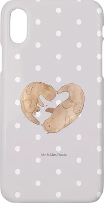 Produktbild von Mr. & Mrs. Panda Iphone 10 Handyhülle Otter Herz - Grau Pastell - Geschenk, Liebe, Jahrestag, Hülle, Hochzeitstag, Handy, Cover, X